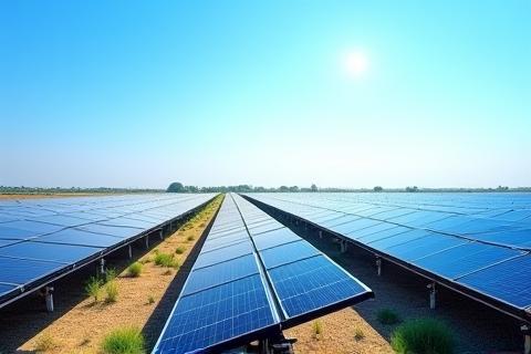 Solar panels against a blue sky