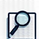Magnifying glass icon over a newspaper, representing analysis